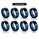 font options for inside engraving on blue play icon rings
