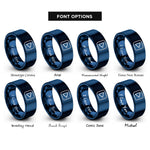 font options for inside engraving on blue play icon rings