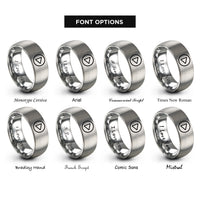 font options for inside engraving on gray play icon rings