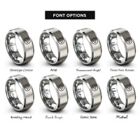 font options for inside engraving on grey play icon rings