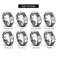 font options for inside engraving on silver play icon rings