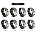 font options for inside engraving on black & gray playing octaves rings