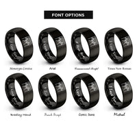 font options for inside engraving on black playing octaves rings