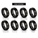 font options for inside engraving on black pleiades constellation rings