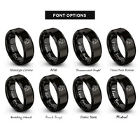 font options for inside engraving on black pleiades constellation rings