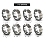 font options for inside engraving on grey pleiades constellation rings