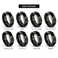 font options for inside engraving on black & grey pliers rings