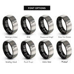 font options for inside engraving on black & silver pliers rings