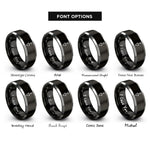 font options for inside engraving on black & grey plumb bob rings