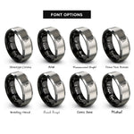 font options for inside engraving on black & gray plumb bob rings