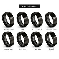 font options for inside engraving on black plumb bob rings