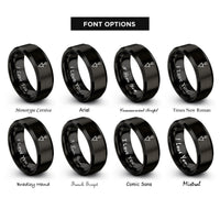 font options for inside engraving on black plumb bob rings