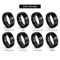 font options for inside engraving on black plumb bob rings