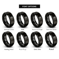 font options for inside engraving on black plumb bob rings
