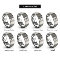 font options for inside engraving on grey plumb bob rings