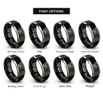 font options for inside engraving on black & grey plumber pipe rings