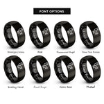 font options for inside engraving on black plumber pipe rings