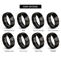 font options for inside engraving on black plumber pipe rings