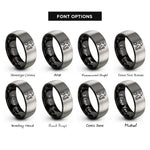 font options for inside engraving on black & gray plumber silhouette rings