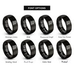 font options for inside engraving on black plumber silhouette rings