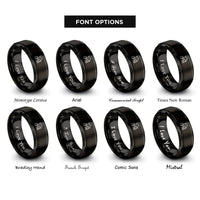 font options for inside engraving on black plumber silhouette rings