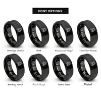 font options for inside engraving on black plumber silhouette rings