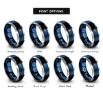 font options for inside engraving on blue & gray plumeria bloom rings