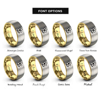 font options for inside engraving on gold & gray plumeria rings
