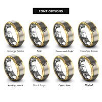 font options for inside engraving on gold & grey plumeria rings
