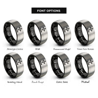 font options for inside engraving on black & gray plus minus rings