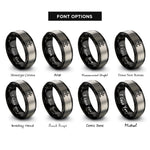 font options for inside engraving on black & silver plus minus rings