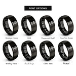 font options for inside engraving on black plus minus rings