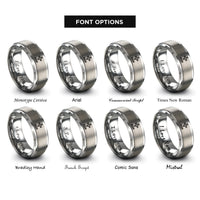font options for inside engraving on silver plus minus rings