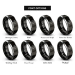 font options for inside engraving on black & gray pluto rings