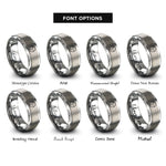 font options for inside engraving on silver pluto rings