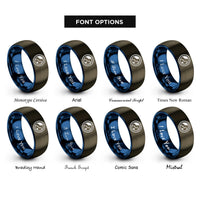 font options for inside engraving on gunmetal & blue pluto rings