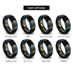 font options for inside engraving on gunmetal & blue pluto rings