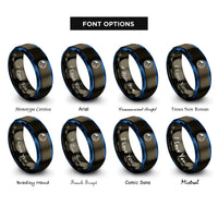 font options for inside engraving on gunmetal & blue pluto rings