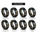 font options for inside engraving on gunmetal & blue pluto rings