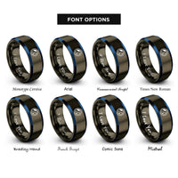 font options for inside engraving on gunmetal & blue pluto rings