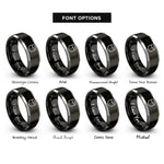 font options for inside engraving on black & silver pocket hole rings