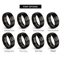 font options for inside engraving on black pocket hole rings