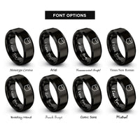 font options for inside engraving on black pocket hole rings