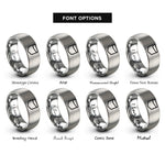 font options for inside engraving on gray pocket hole rings
