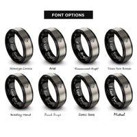 font options for inside engraving on black & grey pocket knife rings