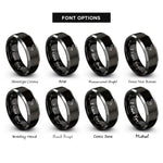 font options for inside engraving on black & silver pocket knife rings