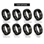 font options for inside engraving on black pocket knife rings