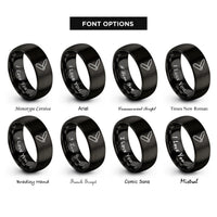font options for inside engraving on black pocket knife rings