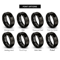font options for inside engraving on black pocket knife rings