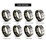 font options for inside engraving on gunmetal & grey pocket knife rings